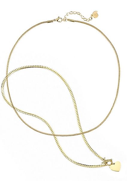 Hey Happiness Edelstahlketten-Set Herz zweireihig, 2er Damenketten mit Kneb günstig online kaufen