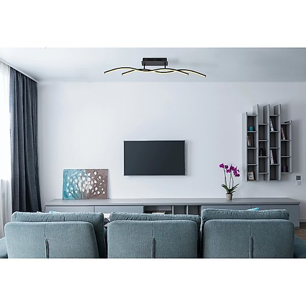 Globo LED-Deckenleuchte Marius 1-flammig Schwarz 880 x 80 x 155 mm günstig online kaufen