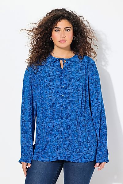 Ulla Popken Satinbluse Tunika Wellenmuster A-Linie günstig online kaufen