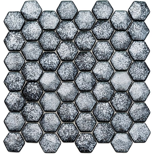 Mosaikmatte Ebru Hexagon Glas Grau 29 cm x 29 cm günstig online kaufen