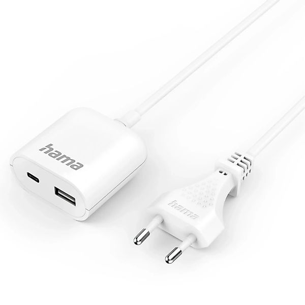 USB-Netzteil mit 1,9 m,angem Kabel 3,5A 1x USB-A 1x USB-C Weiß günstig online kaufen