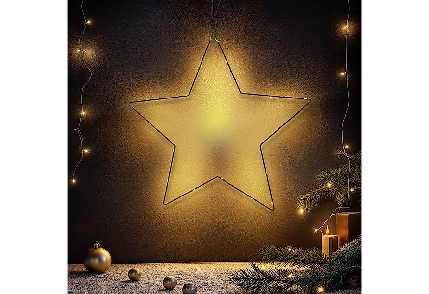 Spetebo LED Stern Metall Leuchtstern zum Hängen schwarz 6 Stunden AN / 18 S günstig online kaufen