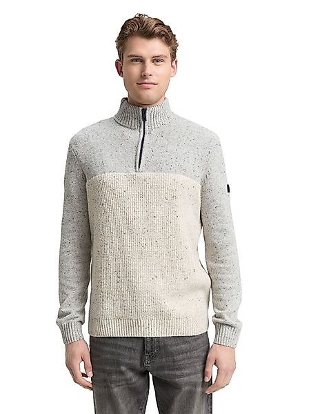 Tom Tailor Herren Stehkragen Pullover STRUCTURED MIX KNIT TROYER- Regular F günstig online kaufen
