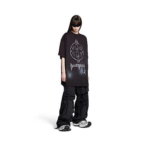 Balenciaga Print-Shirt BALENCIAGA Metal Bb Stencil Oversized T-shirt in Sch günstig online kaufen