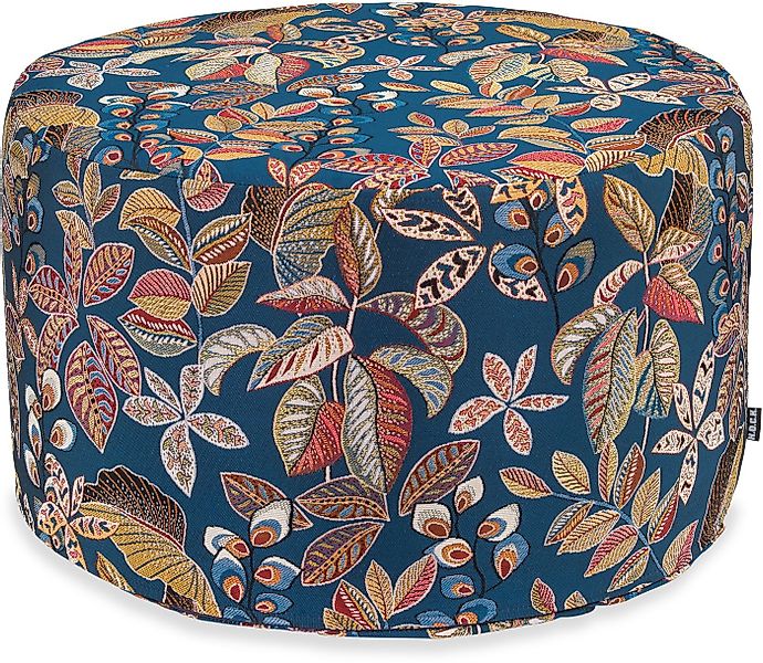 H.O.C.K. Sitzhocker H.O.C.K. Tristan Hocker rund Pouf ø60x40cm blau floral, günstig online kaufen