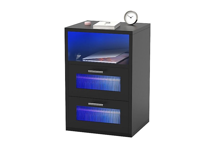 oyajia Nachttisch mit 2/3 Schubladen, Beistelltisch mit Ladestation und LED günstig online kaufen