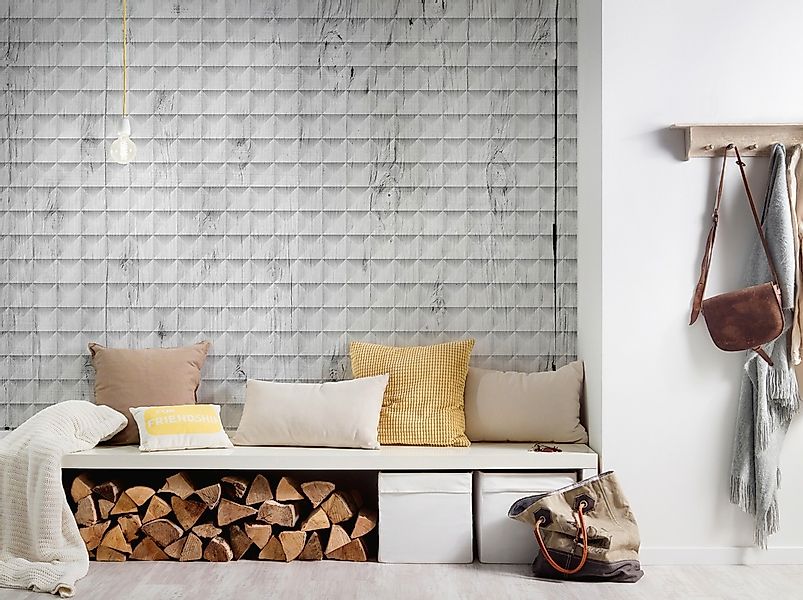 Architects Paper Fototapete »Atelier 47 Square Wood 2«, Holz, Vlies, Wand, günstig online kaufen