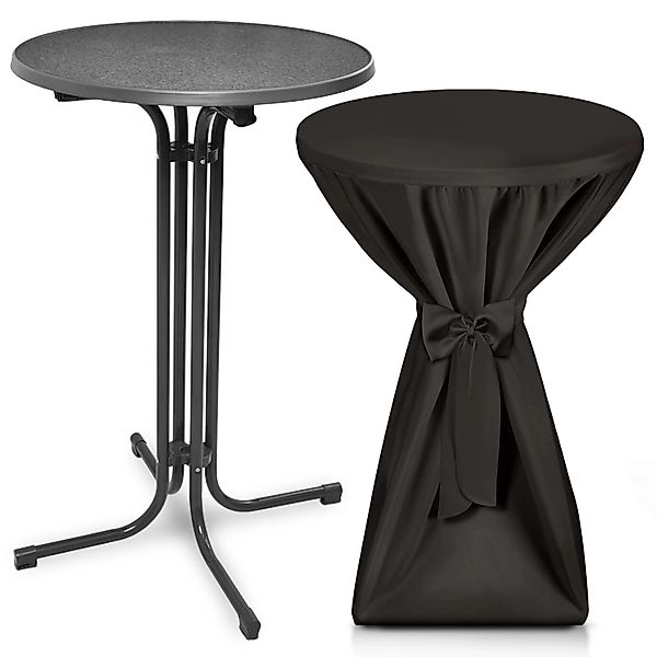 Beautissu Bellini Stehtisch Ø 80cm Grau mit Premium Stehtischhusse Ø 80cm S günstig online kaufen