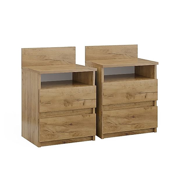 Vicco Nachtschrank Monty, Goldkraft Eiche, 39.6 x 59.1 cm 2er Set günstig online kaufen