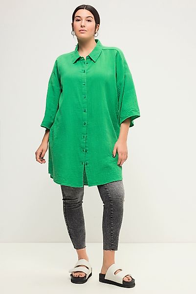 Studio Untold Hemdbluse Long-Musselinhemd oversized Hemdkragen günstig online kaufen