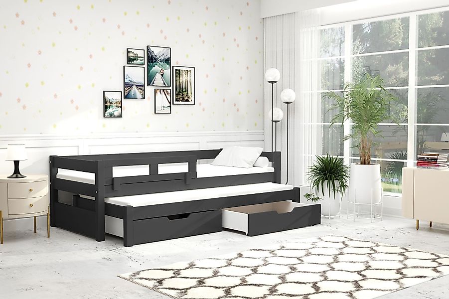 thematys Kinderbett mit Rausfallschutz und Ausziehbett und 2 Schubladen für günstig online kaufen