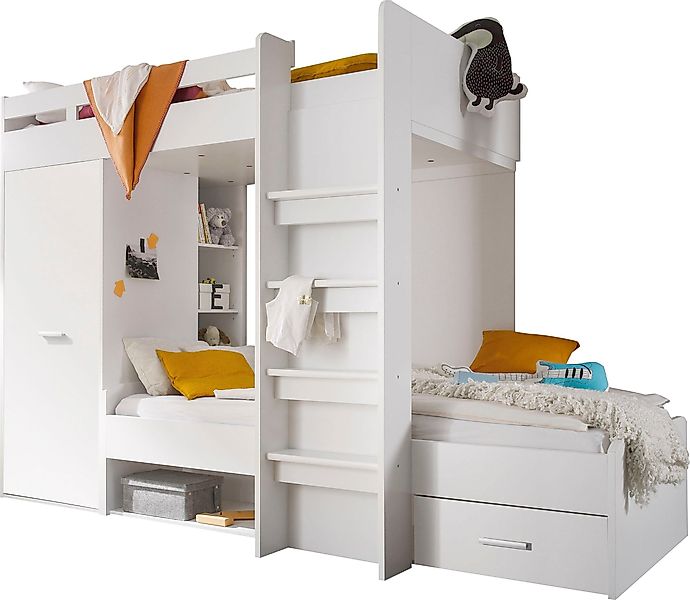 Begabino Hochbett "MAXI", mit 2 Liegeflächen, Kleiderschrank und Regalen günstig online kaufen