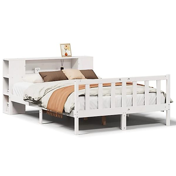 vidaXL Massivholzbett mit Regal ohne Matratze Weiß 120x200 cm Kiefer 332165 günstig online kaufen