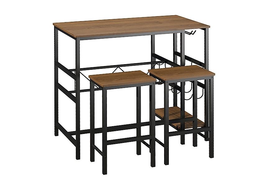 HOMCOM Bargruppe Stehtisch mit 2 Barhockern, (Tischset, 3-tlg., Küchentrese günstig online kaufen