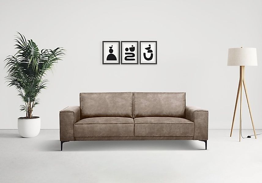 PLACES OF STYLE 3-Sitzer »3er Sofa Oland, Struktur, Flachgewebe, Luxus-Micr günstig online kaufen