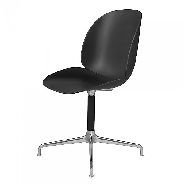 Gubi - Beetle Dining Chair Drehstuhl mit Kreuzgestell - schwarz/Sitz Polypr günstig online kaufen