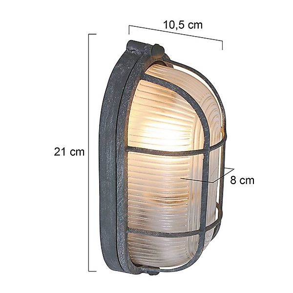 Deckenleuchte Lisanne, grau, oval, Metall, Glas, E27 günstig online kaufen