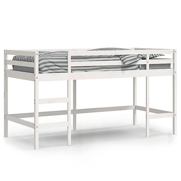 vidaXL Etagenbett Kinderhochbett mit Leiter Weiß 90x200 cm Massivholz Kiefe günstig online kaufen