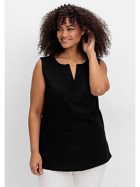 Sheego Tanktop Große Größen aus Jersey, mit Biesen am Ausschnitt günstig online kaufen