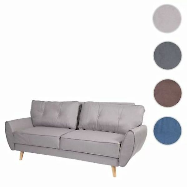 HWC Mendler 3er-Sofa mit Schlaffunktion grau günstig online kaufen