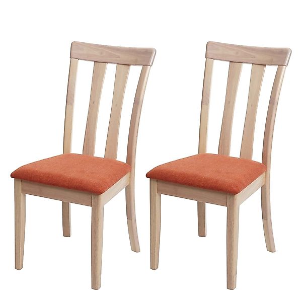 MCW Esszimmerstuhl G46 2er-Set Naturfarbenes Gestell Orange günstig online kaufen