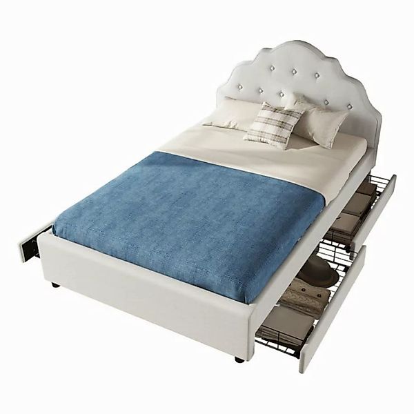 OKWISH Polsterbett Doppelbett Funktionsbett Stauraumbett (Leinen,minimalist günstig online kaufen