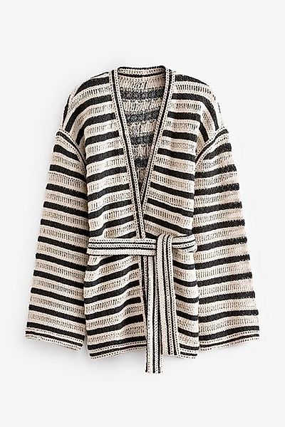 Next Strickjacke Kimono mit Häkelbesatz und Gürtel (1-tlg) günstig online kaufen