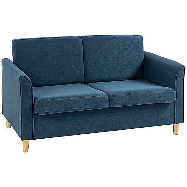 HOMCOM 2-Sitzer Couch mit Holzbeine, Leinenoptik, günstig online kaufen