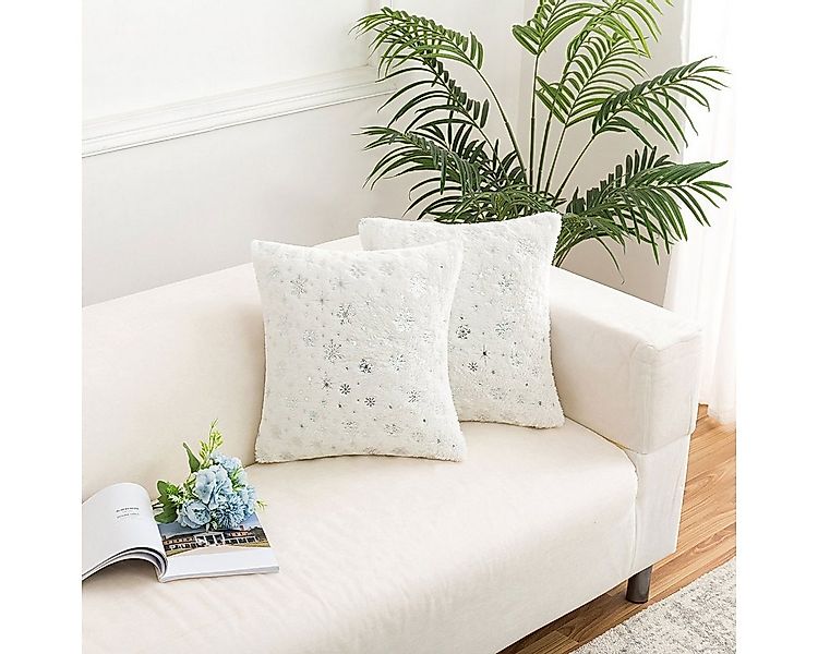 Sunicol Kissenbezug Weihnachten Schneeflocke Flauschig Dekokissen, Kissenhü günstig online kaufen