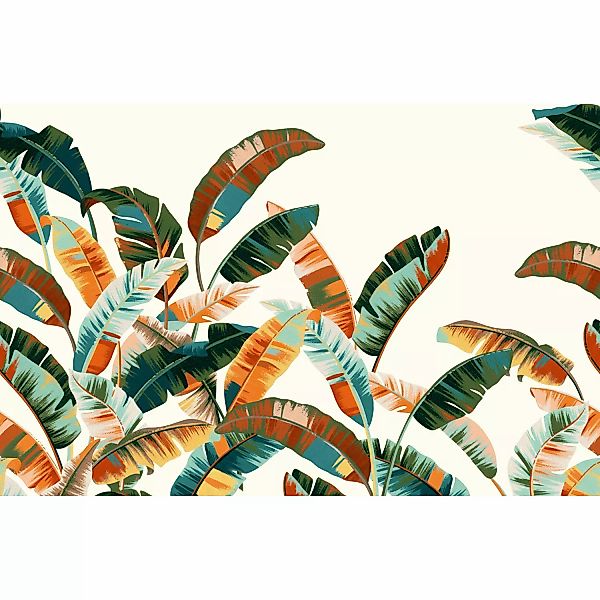 Rasch Digitaltapete Florentine III 485943 Palmenblätter Dunkelrot 3x4 m günstig online kaufen