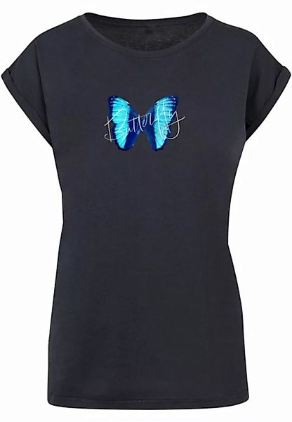 Merchcode T-Shirt Merchcode Damen Ladies Butterfly Blue Extended Shoulder T günstig online kaufen