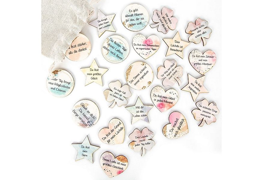 Logbuch-Verlag Dekofigur 24 kleine Geschenke Glückstaler mit Sprüchen - Glü günstig online kaufen