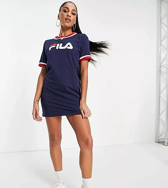 Fila – T-Shirt-Kleid in Marineblau mit großem Logo auf der Brust – exklusiv günstig online kaufen