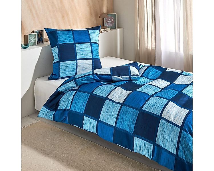 TRAUMSCHLAF Bettwäsche Verso denim, Mako Satin, 2 teilig, Luxuriöses Design günstig online kaufen