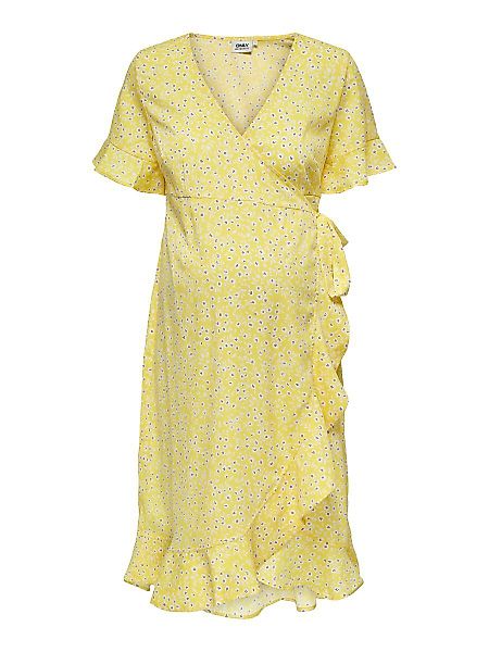 ONLY Mom Wickeleffekt Kleid Damen Gelb günstig online kaufen