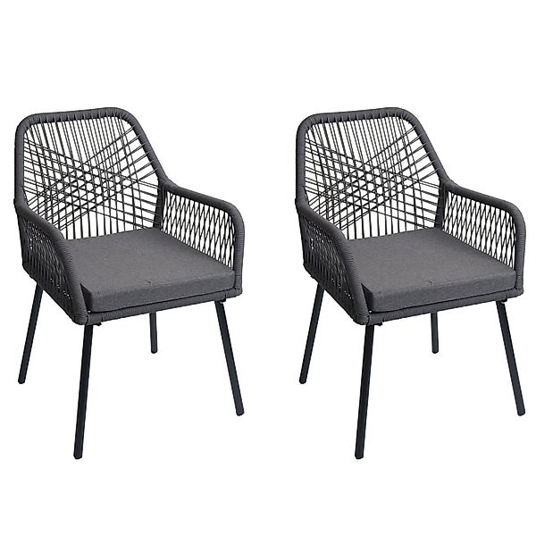 MCW Gartenstuhl O12 2er-Set Sitzpolster Aluminium Anthrazit Bezug Dunkelgra günstig online kaufen