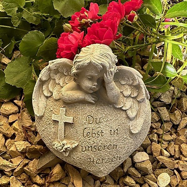 Radami Gartenfigur Engel Grabengel Grabherz Grabschmuck günstig online kaufen