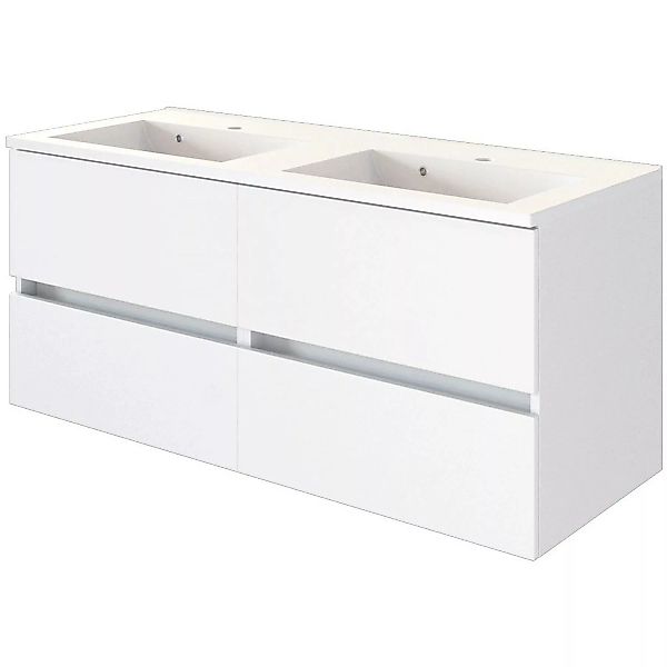 Held Möbel Doppelwaschtisch Verona 120 cm x 56 cm x 47 cm Weiß-Weiß günstig online kaufen