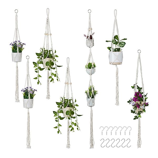 relaxdays Blumenampel Makramee Blumenampel 7er Set günstig online kaufen