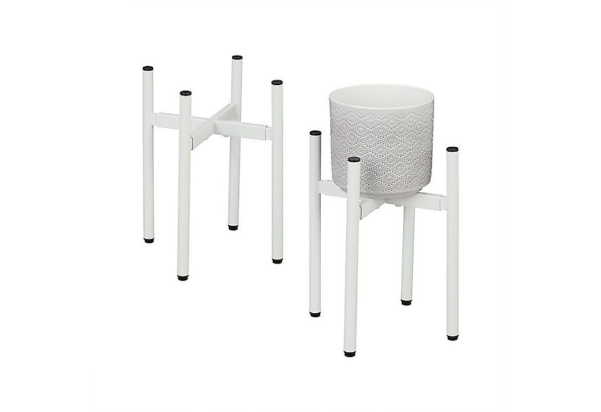 relaxdays Blumenständer Verstellbarer Pflanzenständer 2er Set, weiß günstig online kaufen