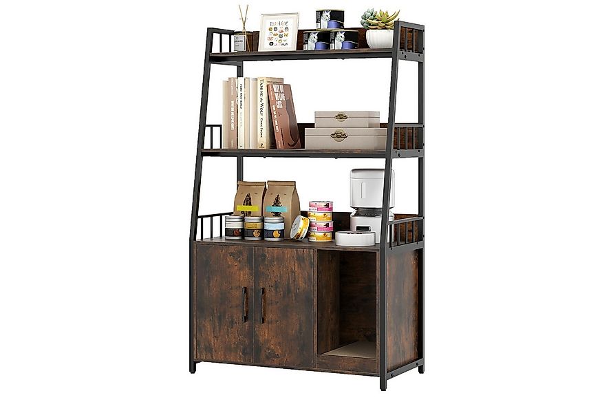 COSTWAY Tierhaus, Katzenschrank mit Bücherregal, Ladestation, Katzenklo Sch günstig online kaufen