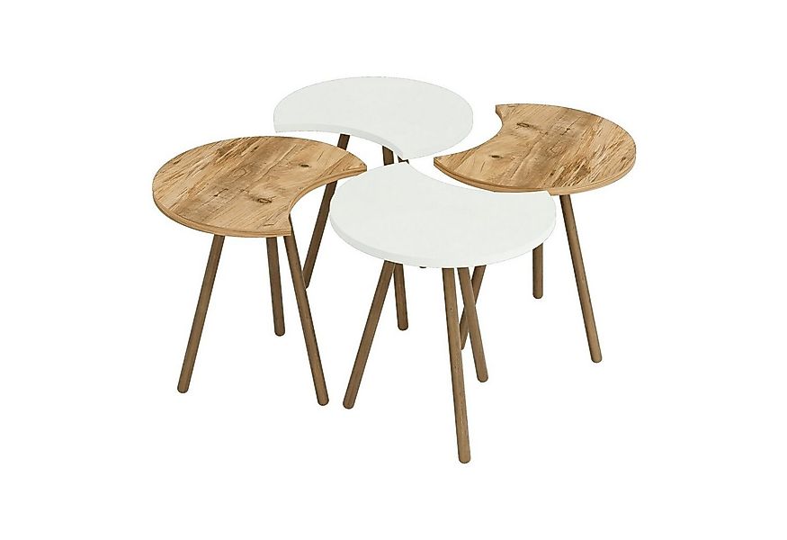 en.casa Couchtisch, Højer Beistelltisch Set 4-tlg. 48 x 45 x 32 cm Weiß / H günstig online kaufen