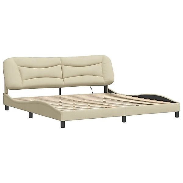 vidaXL Bettgestell mit LED ohne Matratze Hvar Creme 200x200 cm Stoff 321373 günstig online kaufen