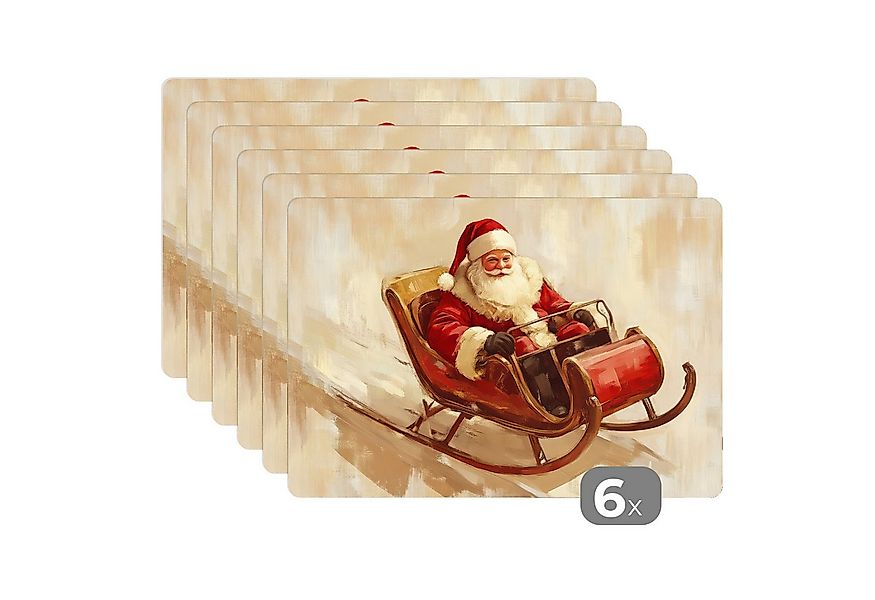 MuchoWow Platzset Weihnachten - Schlitten - Weihnachtsmann, (6-St), Platzse günstig online kaufen
