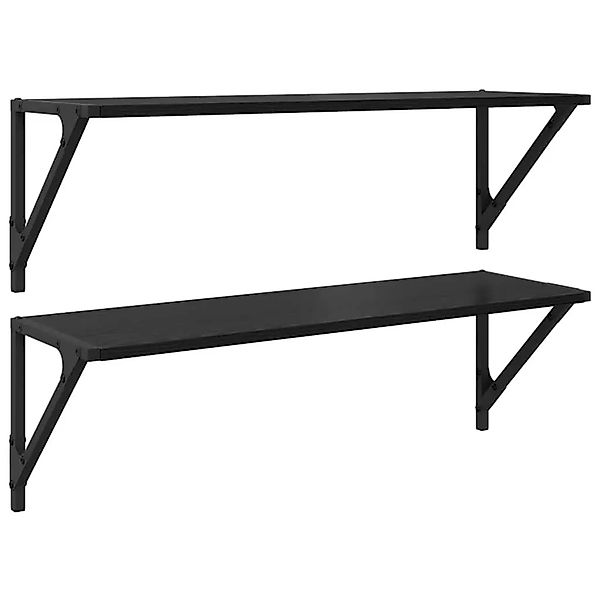 vidaXL Wandregale 2 Stk Schwarz Eichen-Optik 80 x 25 x 25,5 cm 882861 günstig online kaufen