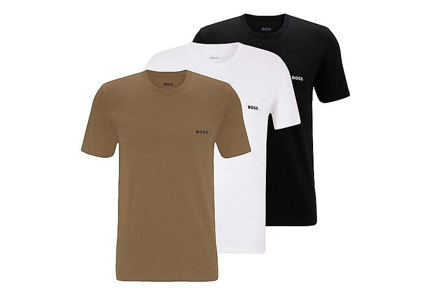 BOSS Unterziehshirt Classic T-Shirt (3-St) mit fein geripptem Rundhalsaussc günstig online kaufen