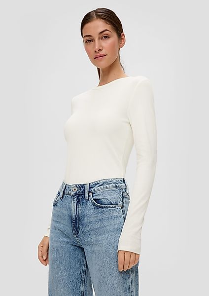 QS Langarmshirt Geripptes Longsleeve im Slim günstig online kaufen