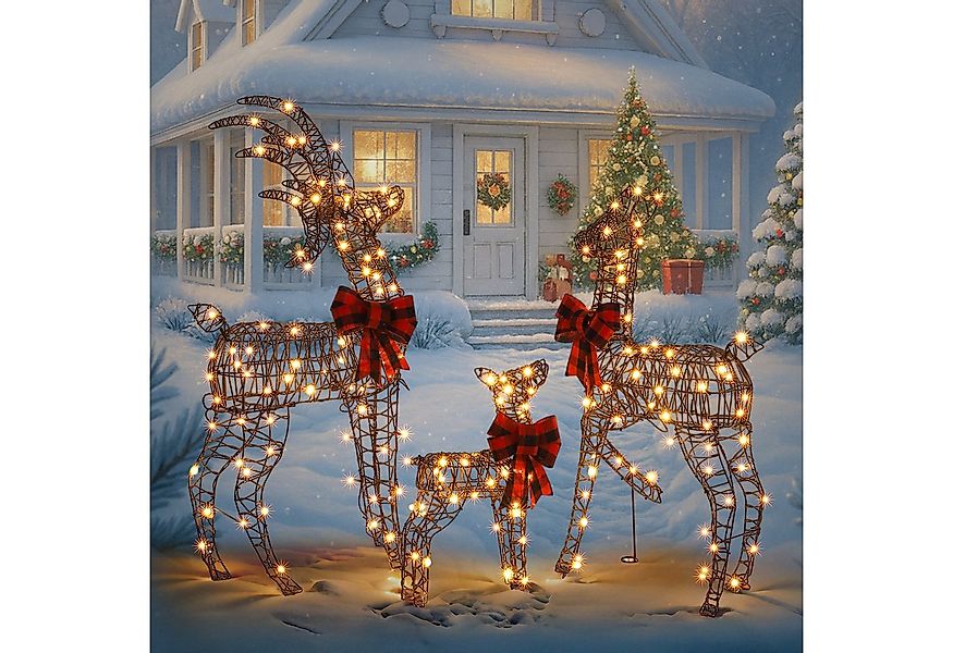 LALAHO Weihnachtsfigur 3-teiliges LED Rentier Familie Weihnachtsbeleuchtung günstig online kaufen