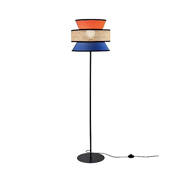 Stehlampe Gazebo, orange/blau/natur, 147 cm, Stoff/Rattan günstig online kaufen