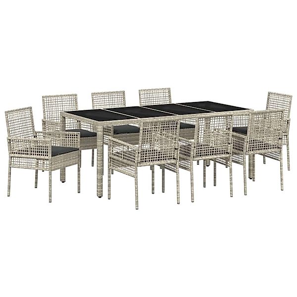 vidaXL Garten Essgruppe 9-Tlg Hellgrau Poly Rattan 3334900 günstig online kaufen